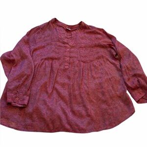 Boho Long Tab/Sleeves-V Neck-Front Button-2Front Pockets-Size 2X